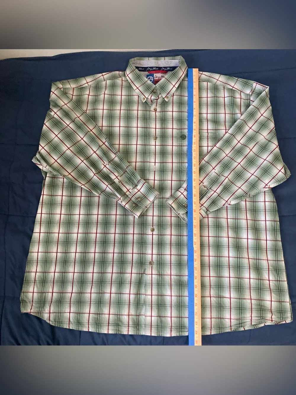 George Strait Wrangler Cowboy Cut Mens Shirt Green Plaid Long Sleeve Snap 2XL